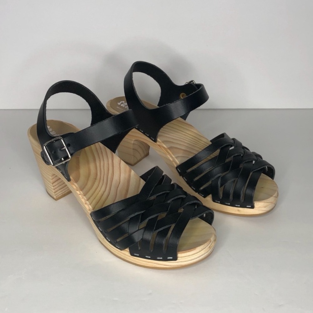 Sandgrens Madrid Black Woven Clog Sandals Sz 7